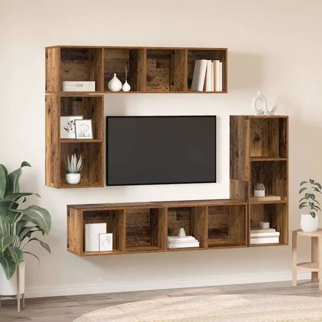 Set mobile TV 4 pz Legno vecchio Legno ingegnerizzato 3393222