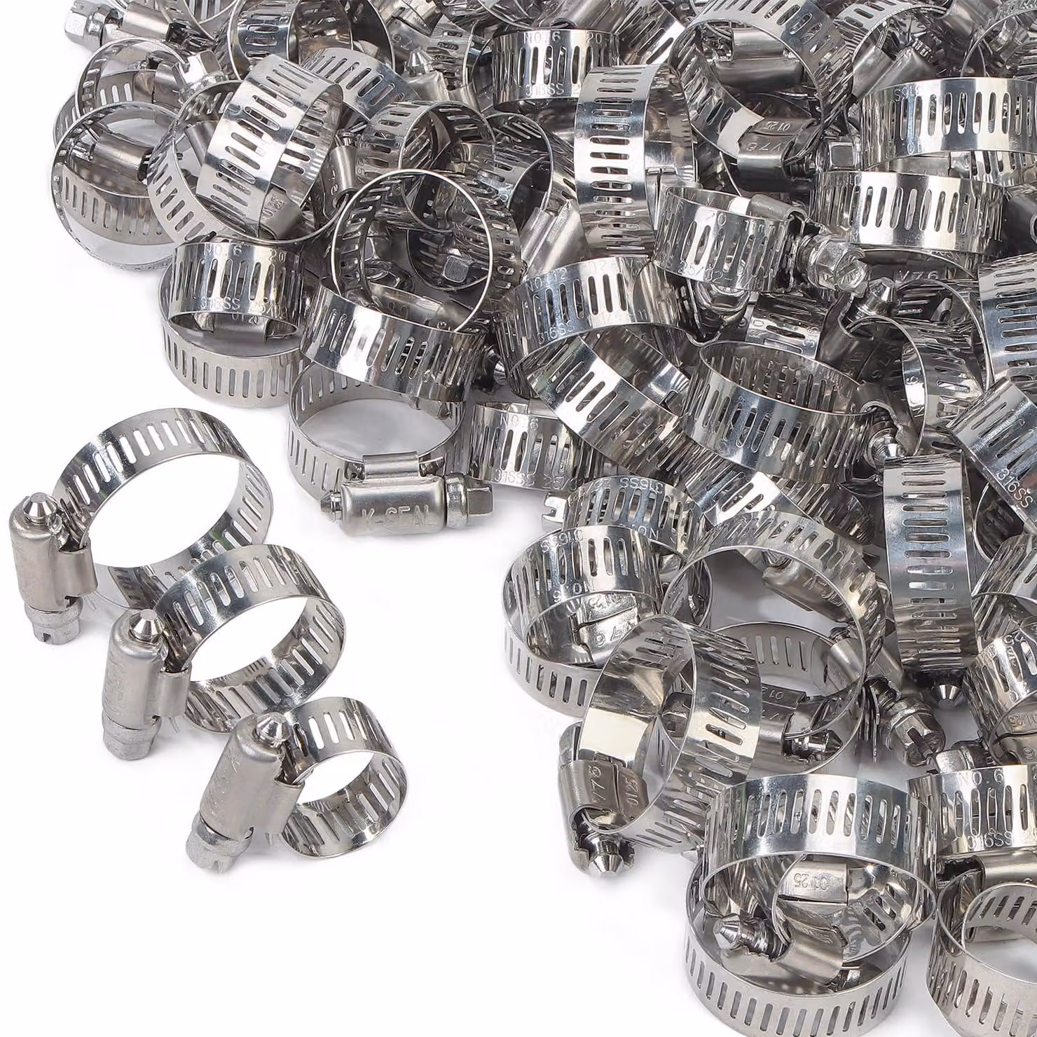 Set di fascette per tubi, da 11 a 32 mm, 60 pezzi, acciaio inossidabile 316, regolabili