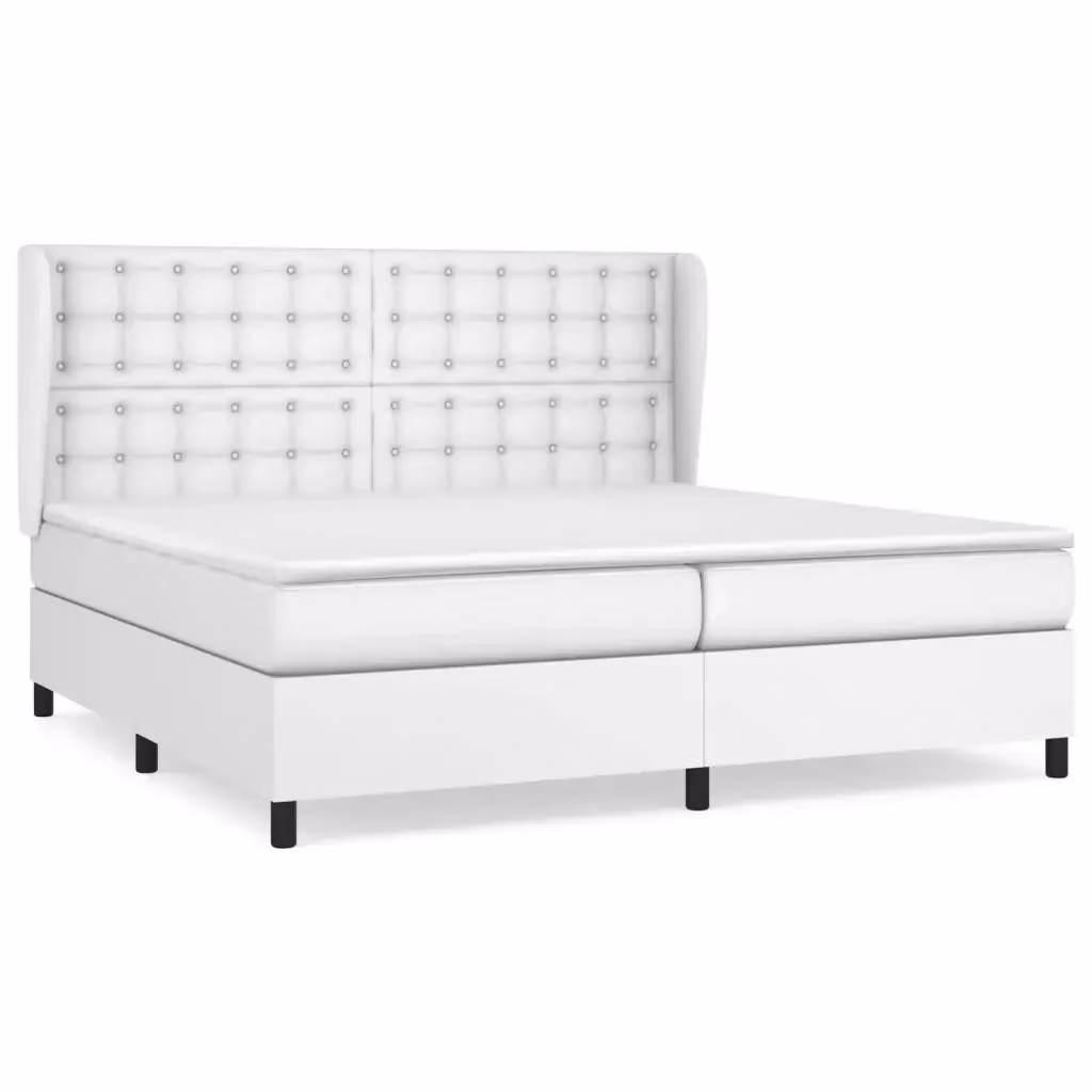 vidaXL Giroletto a Molle con Materasso Bianco in Similpelle, L/P: 200 x 200 cm – 2