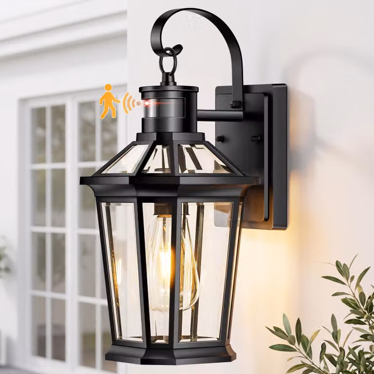 Lampada da parete esterna a LED, 450-700 lumen, 220 V, colore nero, vetro
