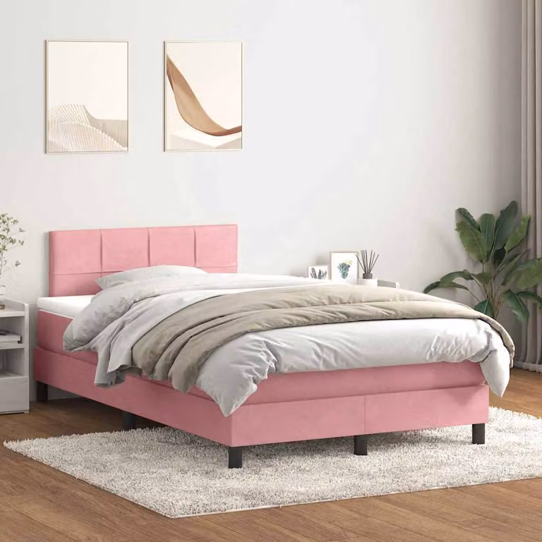 Maison Exclusive - Letto boxspring con materasso Rosa 120x220 cm Velluto