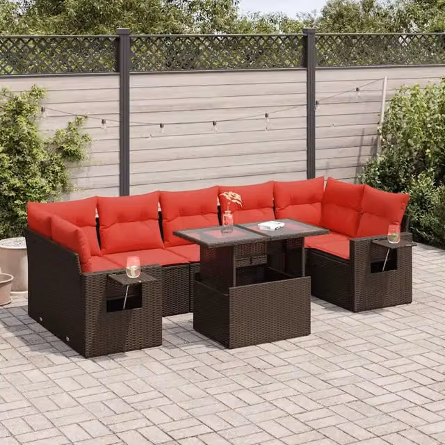 Set Divano da Giardino 8 pz con Cuscini Marrone 3326445