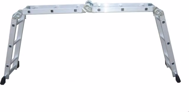Scala multifunzione in alluminio Fredi Verte, colore argento, antiscivolo, L/P/H: 27 x 35 x 92 cm