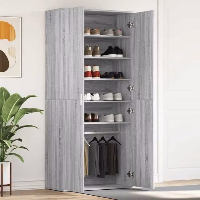Mobile per scarpe con porta-Scarpiera Grigio Sonoma 80 x 39 x 178 cm