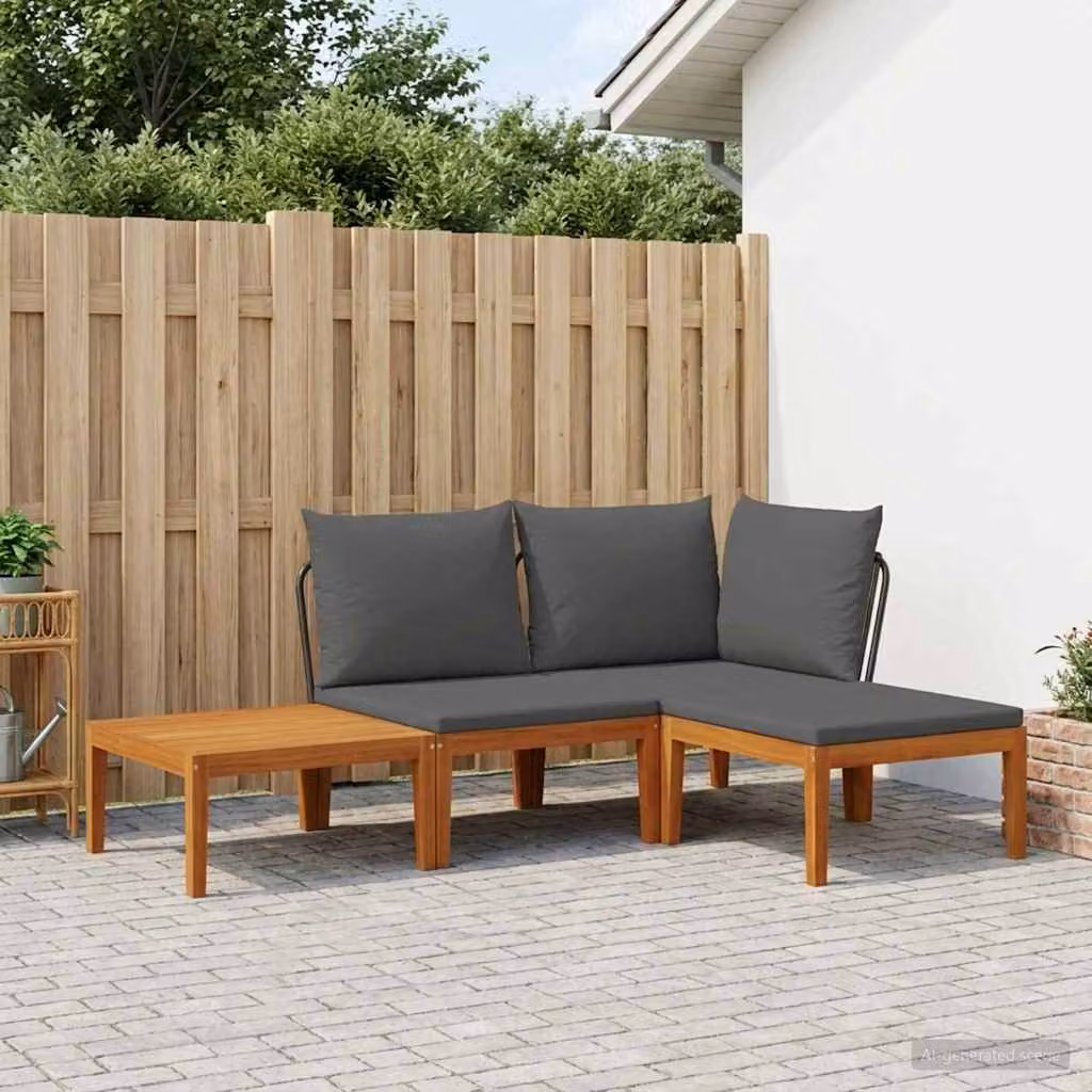 Set di 4 sedie da giardino vidaXL in legno massiccio di acacia e corda Naturale