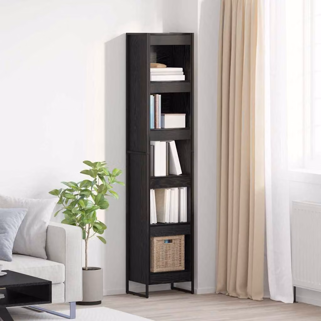 Armadio per Libri Industrial vidaXL in Legno e Metallo, Nero Opaco, L 40 cm x P 30 cm x H 189,5 cm