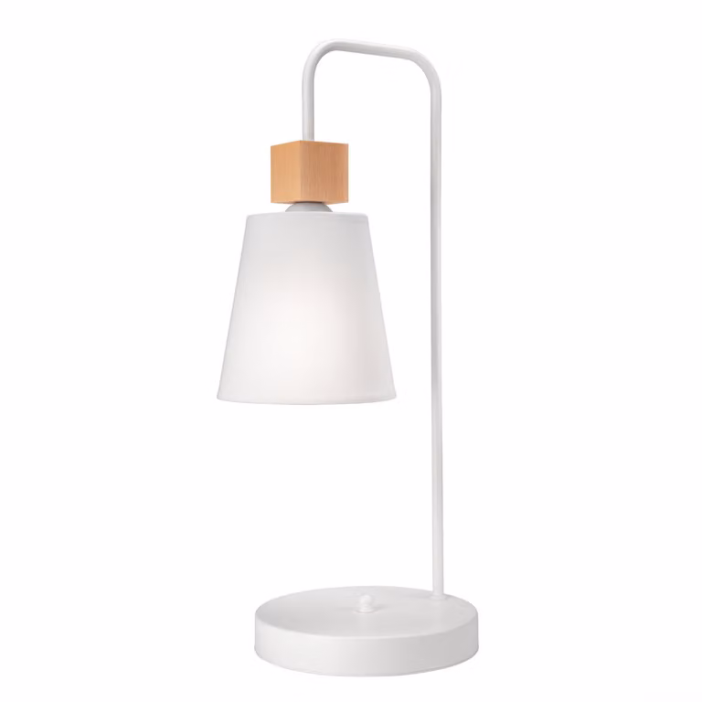 Lampada da tavolo bianca alta 52 cm in tessuto metallo legno E27 accogliente Lampada da tavolo scandinava soggiorno camera da letto
