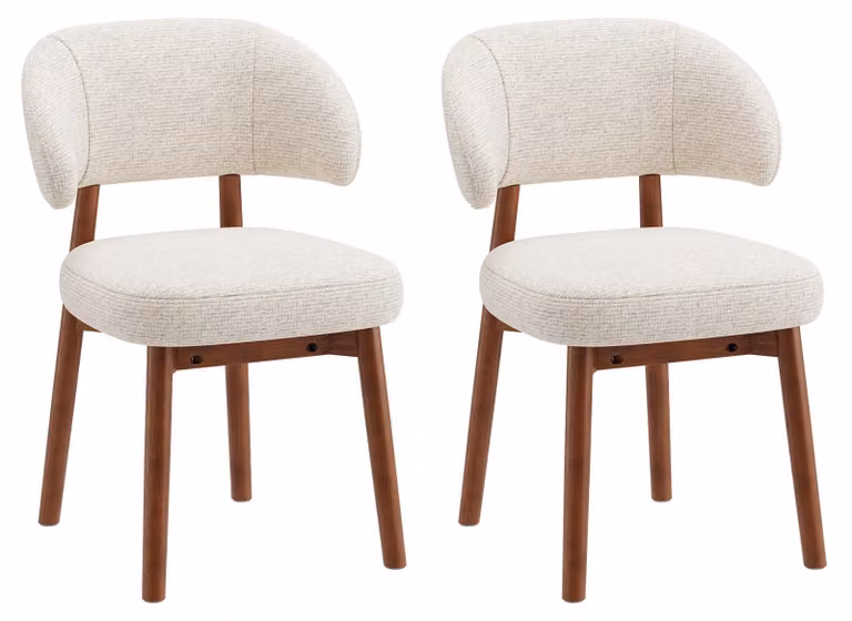 Set di 2 sedie da pranzo imbottite, con schienale extra-large, curvo e avvolgente, seduta confortevole, struttura in legno con piedini antiscivolo