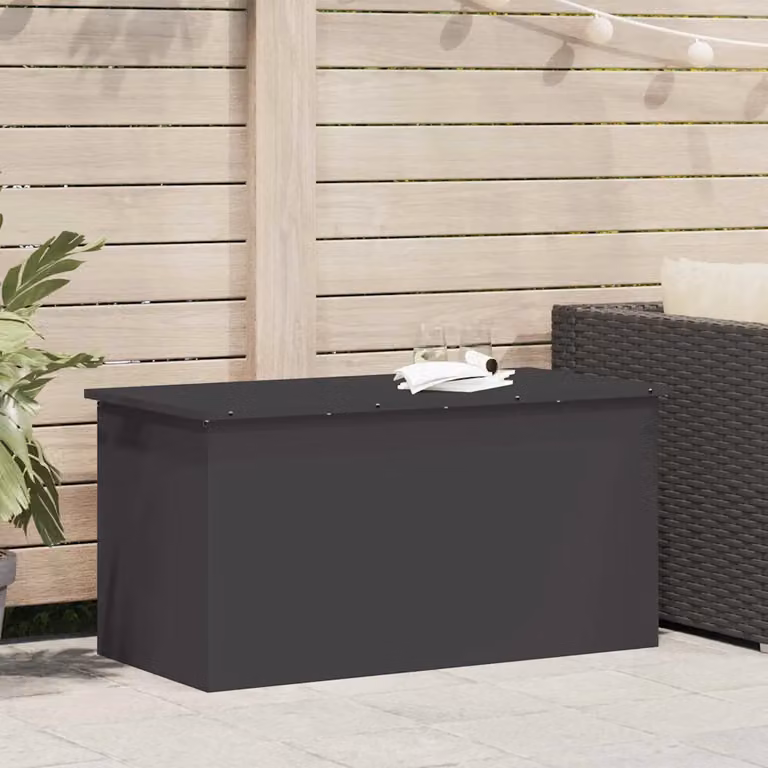 vidaXL Cassa per cuscini da giardino in metallo nero