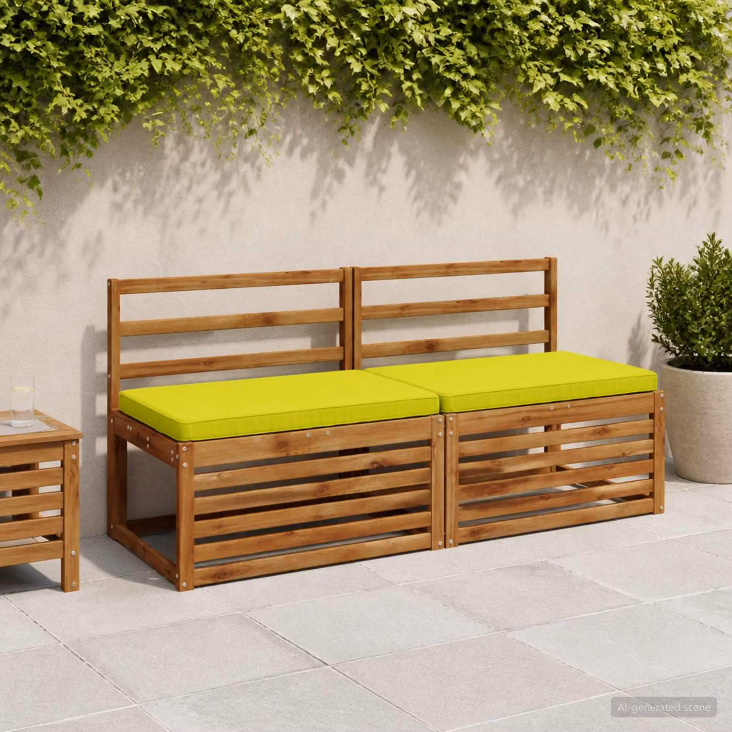 Set di 2 cuscini per panchina vidaXL VUGHT in poliestere, resistenti ai raggi UV e lavabili, disponibili in verde o giallo