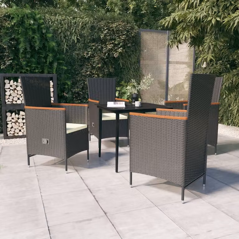 Maison Exclusive - Set da pranzo da giardino a 5 pezzi con cuscini, nero