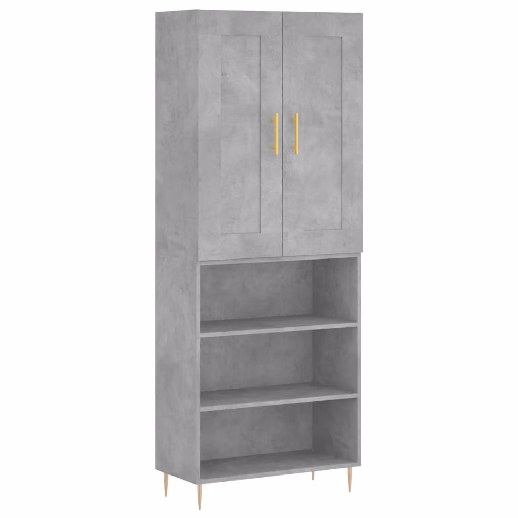 Credenza Grigio Cemento 69,5x34x180 cm in Legno Multistrato
