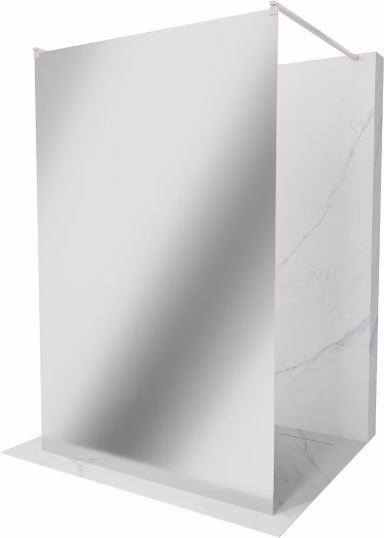 Mexen Kioto Parete Doccia Autoportante 140 x 200 cm, Specchio 8 mm, Nichel Spazzolato - 800-140-002-97-50
