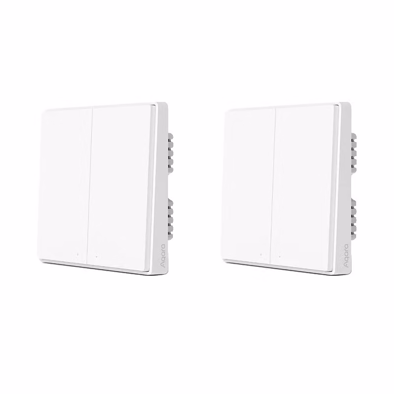 Interruttore a parete smart Aqara, protocollo Zigbee, con due canali di controllo, capacità di controllo remoto, modello D1 senza filo neutro, 2 unità