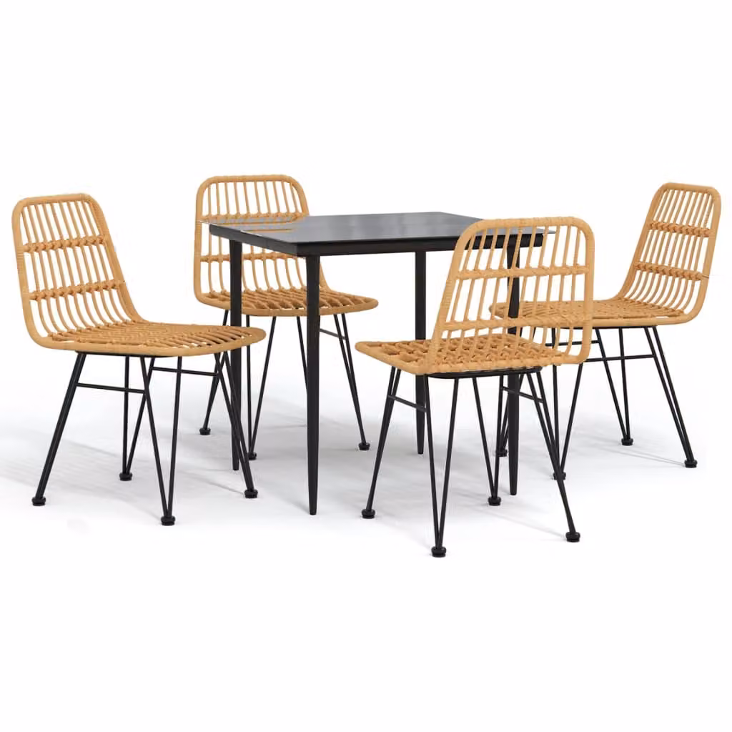 Set da Pranzo da Giardino 5 pz in Polyrattan