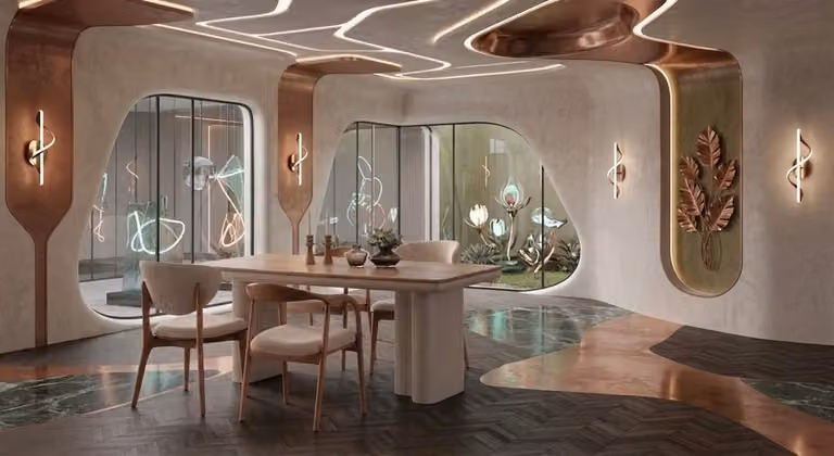 Tavolo da pranzo con 4 sedie, stile moderno, colore marrone, forma rettangolare, pratico