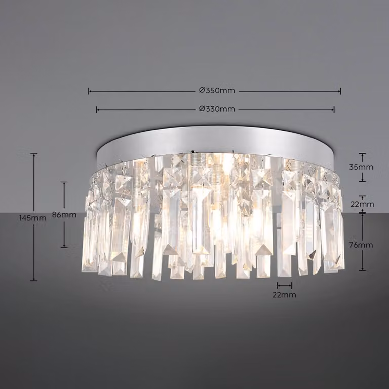 Trio Lighting Plafoniera soffitto Tommaso, Chiaro / Trasparente, Soggiorno / Sala da pranzo, Plastica, Plafoniera