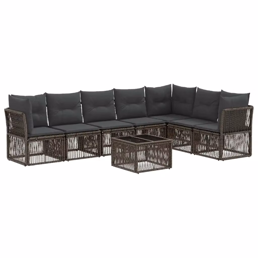 Set Divano da Giardino a L con Poltrona e Tavolino vidaXL, 8 Pezzi, Grigio – 2