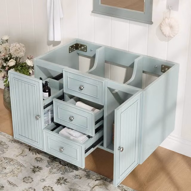 Mobile lavabo sospeso WISHDOR verde con ante e cassetti in MDF e metallo L: 78,5 cm, P: 46 cm, H: 46,8 cm