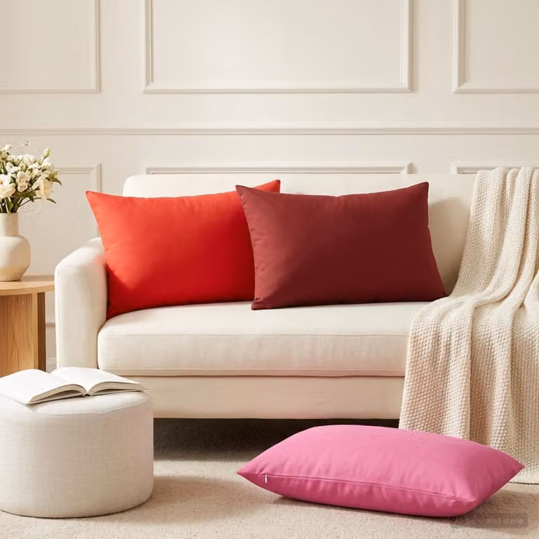 Set di 2 federe vidaXL HEERLEN in poliestere, colore rosso, 50 x 75 cm