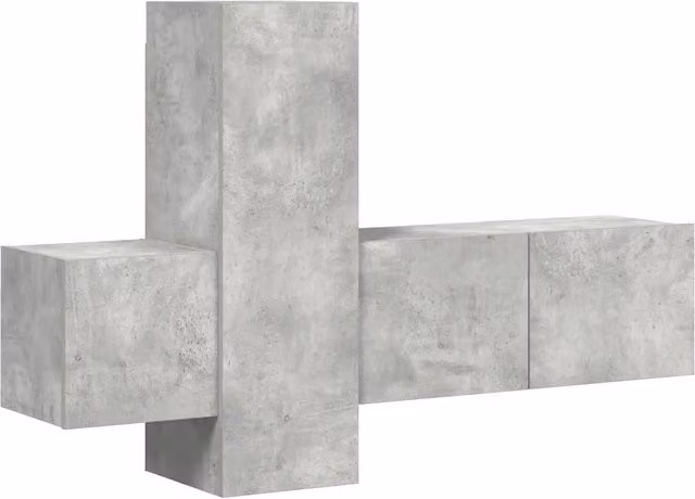 Set di Mobili Porta TV 3 Pezzi Design Moderno Grigio Cemento in Legno e MDF L/P/H: 80 x 30 x 30 cm – 1