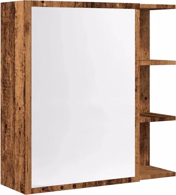 Mobiletto da bagno rustico a parete con specchio 62,5 x 20,5 x 64 cm in legno invecchiato 02_0050783