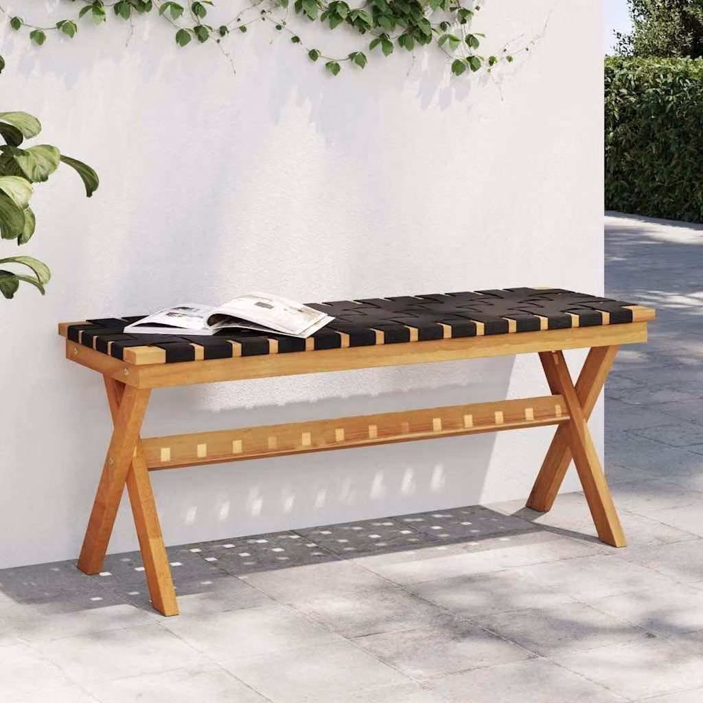 Panca da giardino in legno di acacia massello con rivestimento in tessuto