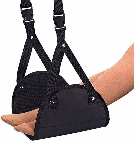 Poggiapiedi da viaggio in schiuma di alta qualità, regolabile in altezza, accessorio da viaggio, poggiapiedi per aereo, portatile, poggiapiedi da viaggio, poggiapiedi per aereo, poggiapiedi da bagaglio a mano, poggiapiedi in schiuma nera
