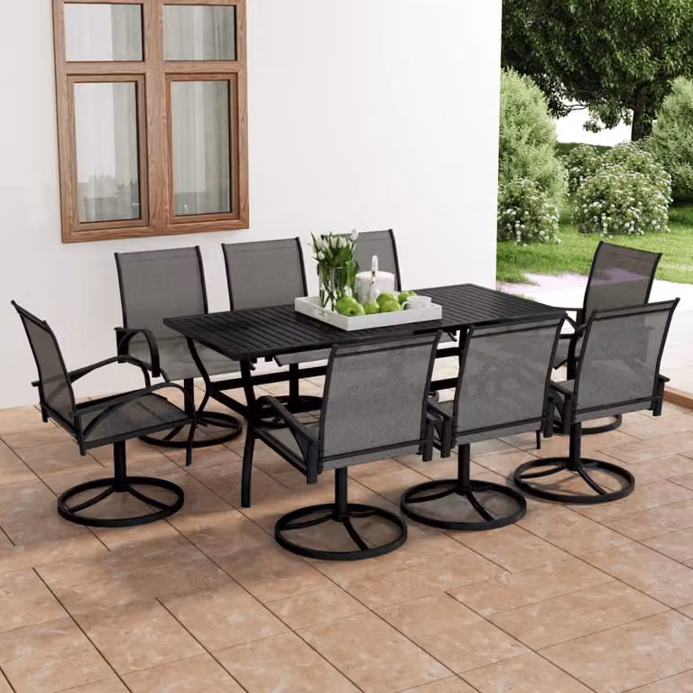 The Living Store Set da pranzo da giardino 9 pezzi Textilene e acciaio