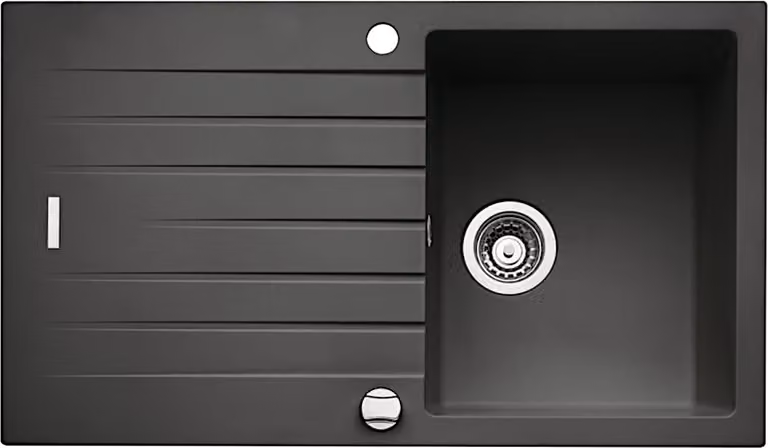 Lavello NABER ANGOLA 100 in LAVA con miscelatore girevole cromato / Lavello da appoggio / Larghezza mobile 50 cm