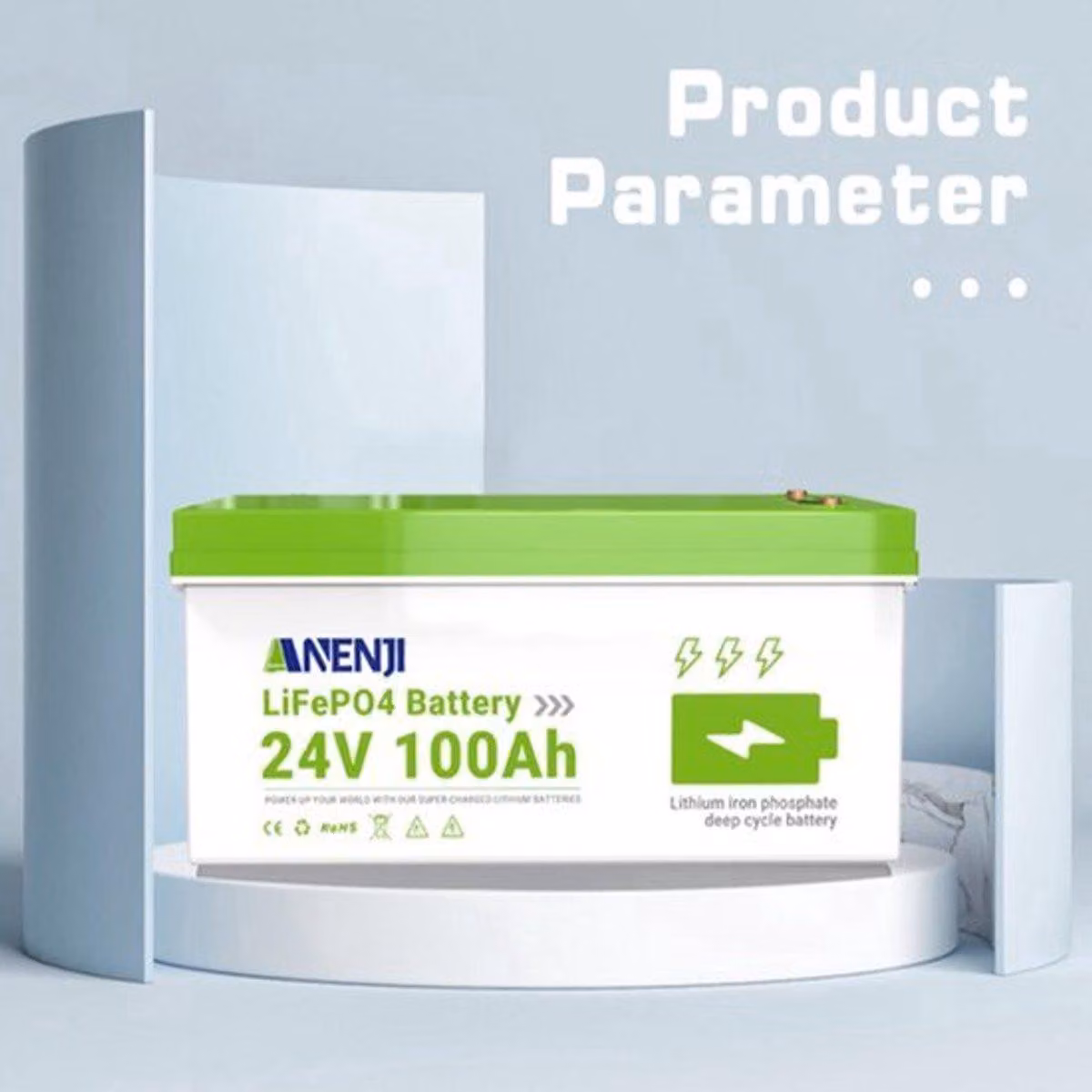 Batteria Accu da 24V e 100Ah, tecnologia LiFePO4 (litio ferro fosfato) – ideale per impianti solari, cicli di carica profondi – peso: 28 kg