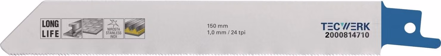 Foglia a lama singola, lunghezza 300 mm, larghezza 22 mm, passo dei denti TPI 8/10, 3,2/2,5 mm, denti fresati e smussati