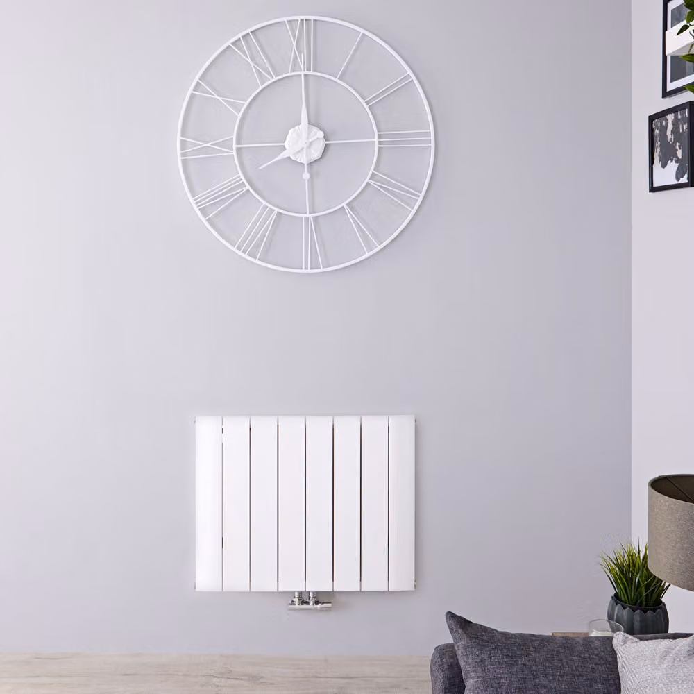 Radiatore di Design Orizzontale Bianco in Alluminio - 600 x 755mm - 730W - Aurora