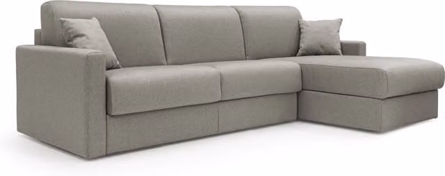 Divani.Store Divano letto angolare Chris 5 posti in tessuto impermeabile tortora con lato sinistro, L: 288 cm, Materasso: 160 x 197 cm