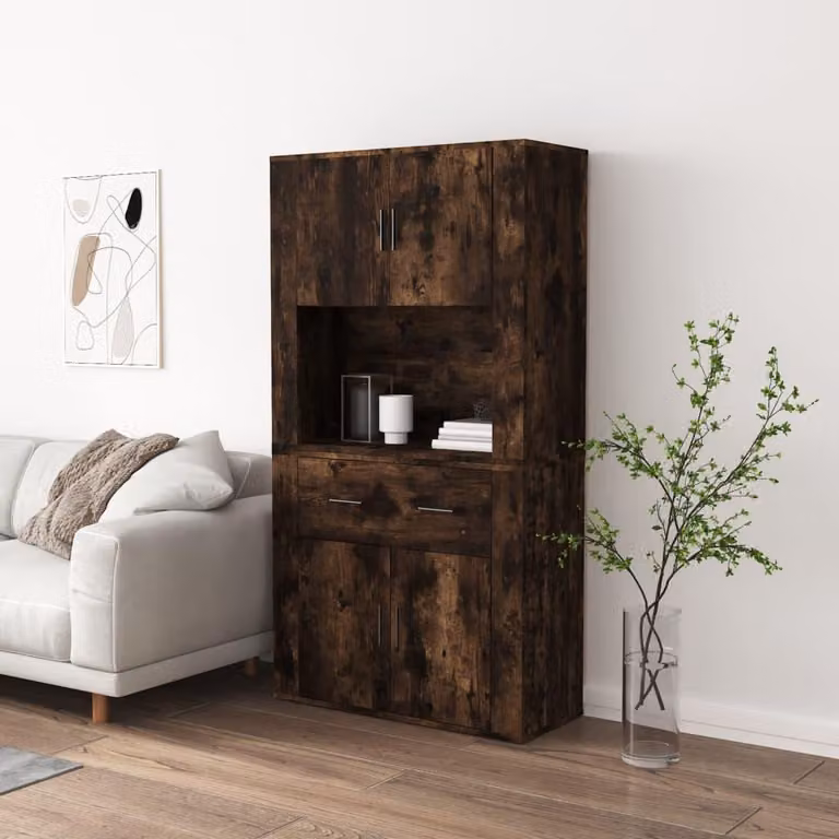 vidaXL Credenza in legno di quercia fumé