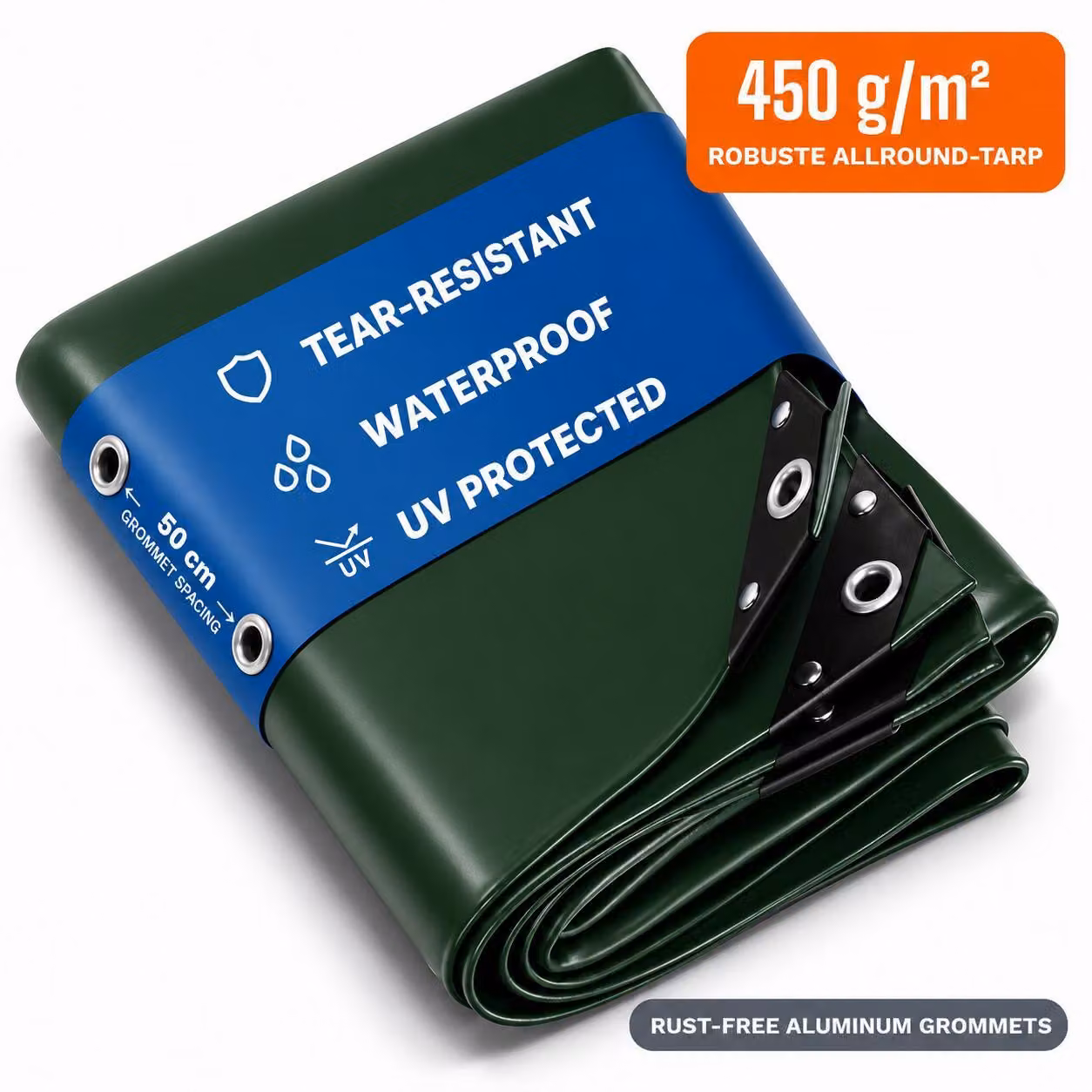 NEMAXX® telone 450 g/m² 5×3 m verde occhielli alu impermeabile anti-UV