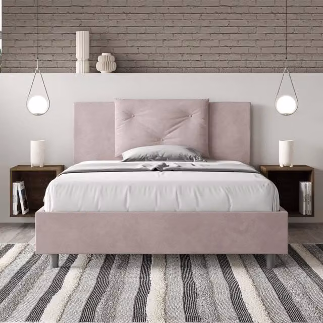 Letto contenitore queen size Appia Ityhome imbottito in microfibra colore glicine L/P: 150 x 210 cm