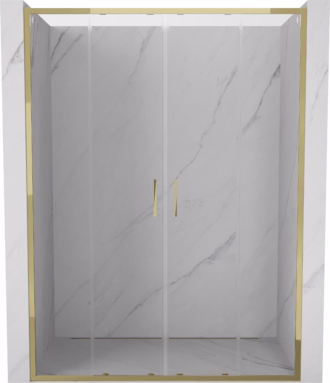 Mexen Exo porte doccia doppie scorrevoli 140 cm, trasparenti, dorate - 8152-140-000-50-00