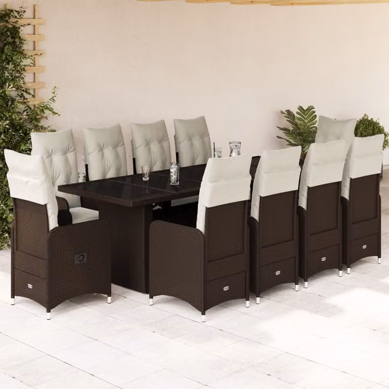 Maison Exclusive - Set da giardino bistrot 11 pezzi con cuscini marroni in polyrattan