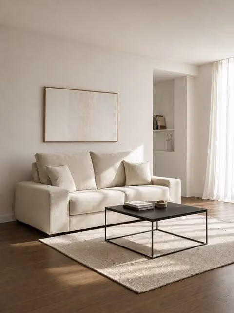 Divano Sound a 2 posti Kenay Home con sedute estraibili e rivestimento in tessuto, colore beige, L: 210 cm