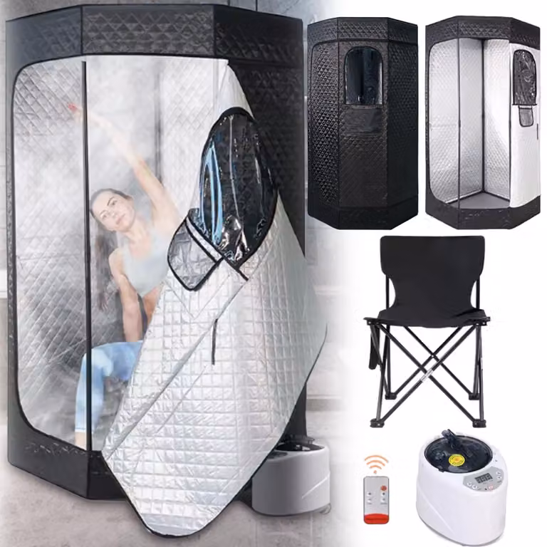Tenda sauna con generatore di vapore, 1200 W, capacità 3 litri, pieghevole, altezza 180 cm