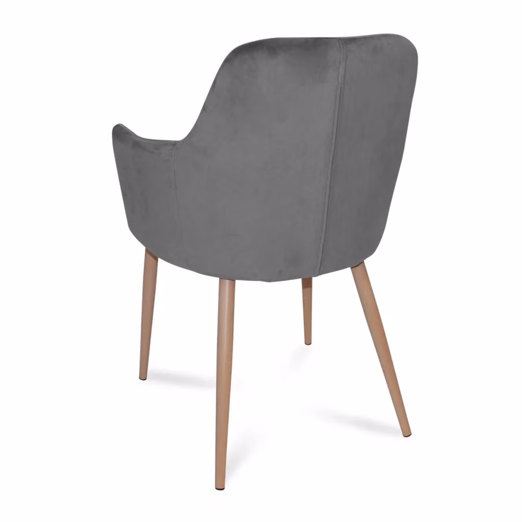 Poltrona Lounge Casa Thai S.L. in Velluto Grigio con Braccioli e Struttura in Metallo in Stile Vintage – 2