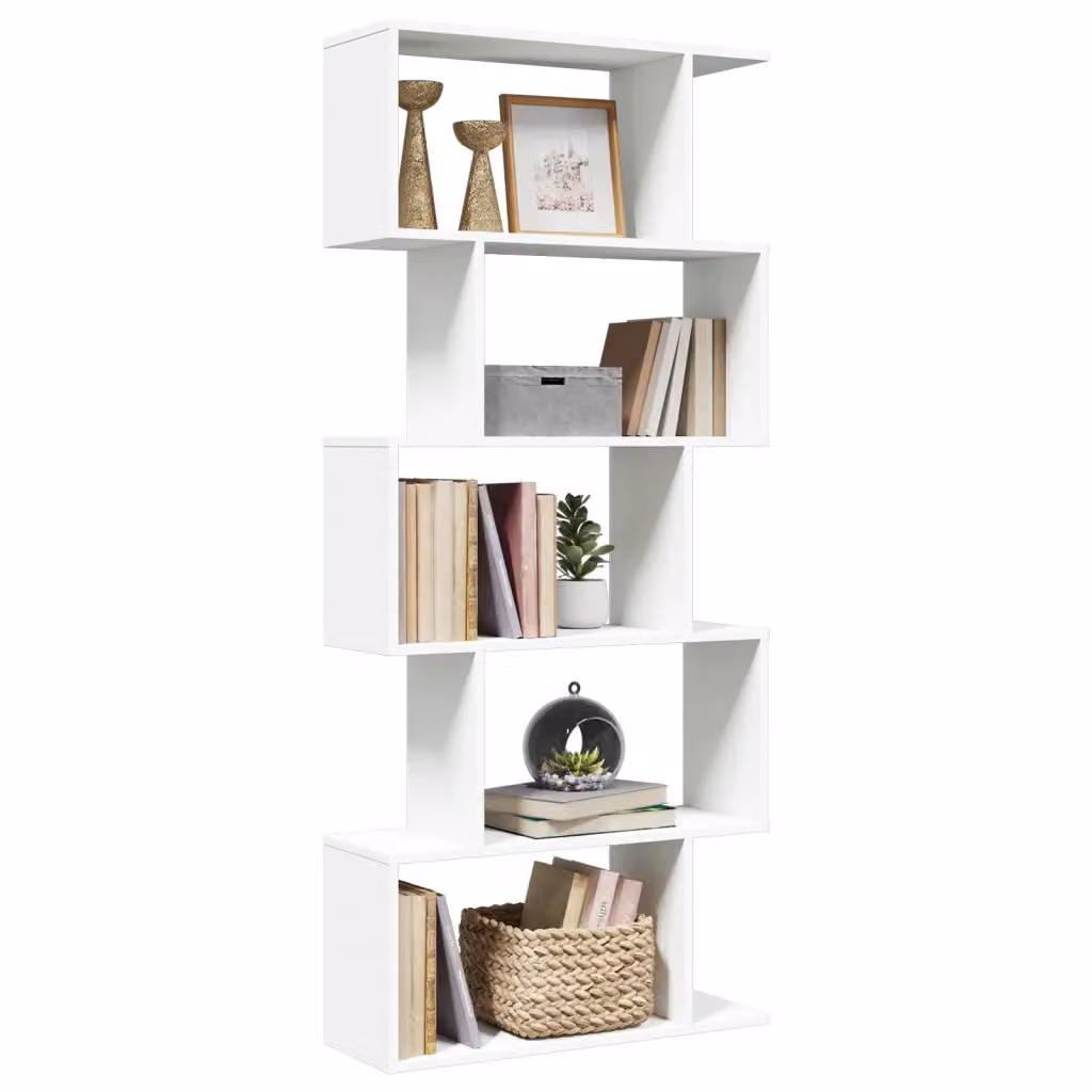Libreria divisoria vidaXL a 5 ripiani bianca in legno ingegnerizzato L: 70 cm, P: 24 cm, H: 161 cm