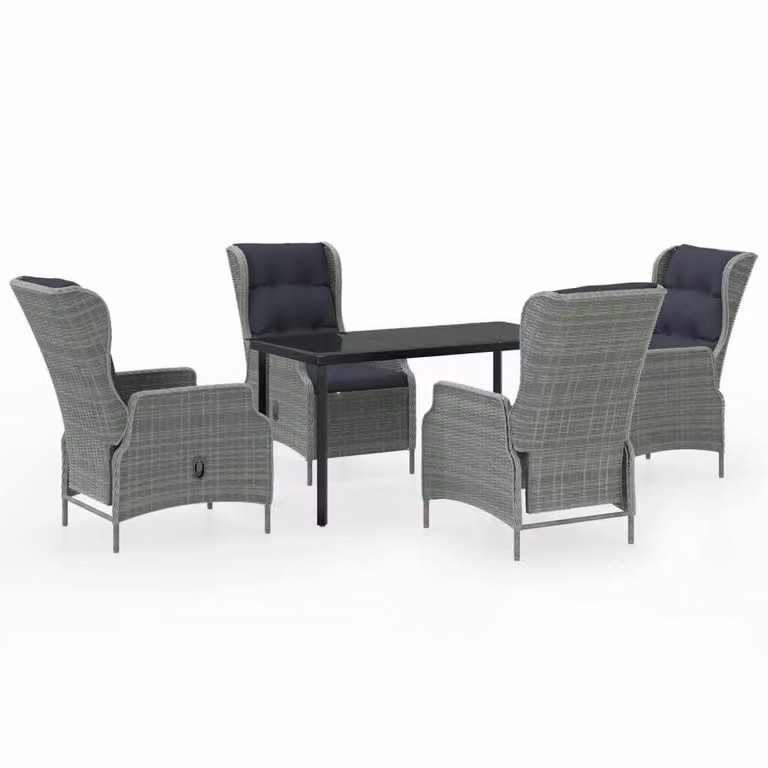 Set Mobili da Pranzo per Giardino 5 pz Grigio Chiaro