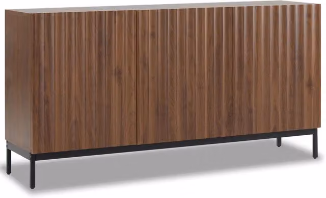 Sideboard in acero scuro 150x40x80 cm con 3 porte, design ondulato 3D, ripiani regolabili, mobile contenitore versatile per soggiorno e sala da pranzo