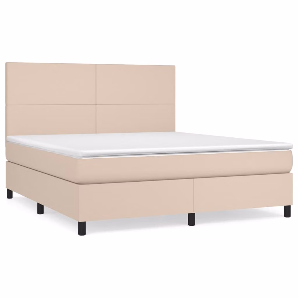 Giroletto a Molle con Materasso Cappuccino 160x200cm Pelle finta