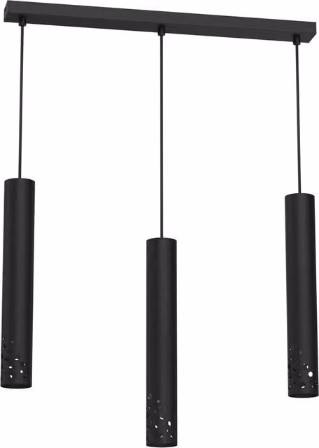 Luminex Tibia Buble Lampada a Sospensione Barra in Metallo Nera con 3xGU10, L: 60 cm