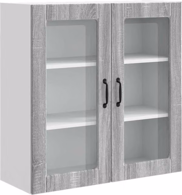 Pensile da cucina PORTO DESIGN IN Grigio con ante in vetro e ripiani interni L: 80 cm, P: 31 cm, H: 80 cm