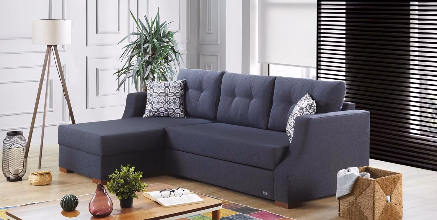 Sofa Designer Sofa mit Bettfunktion Bettkasten Schlafsofa Ecksofa Couch L-Form