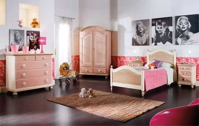Set completo cameretta per bambini in legno massello di abete rosa Mobili 2G – 1